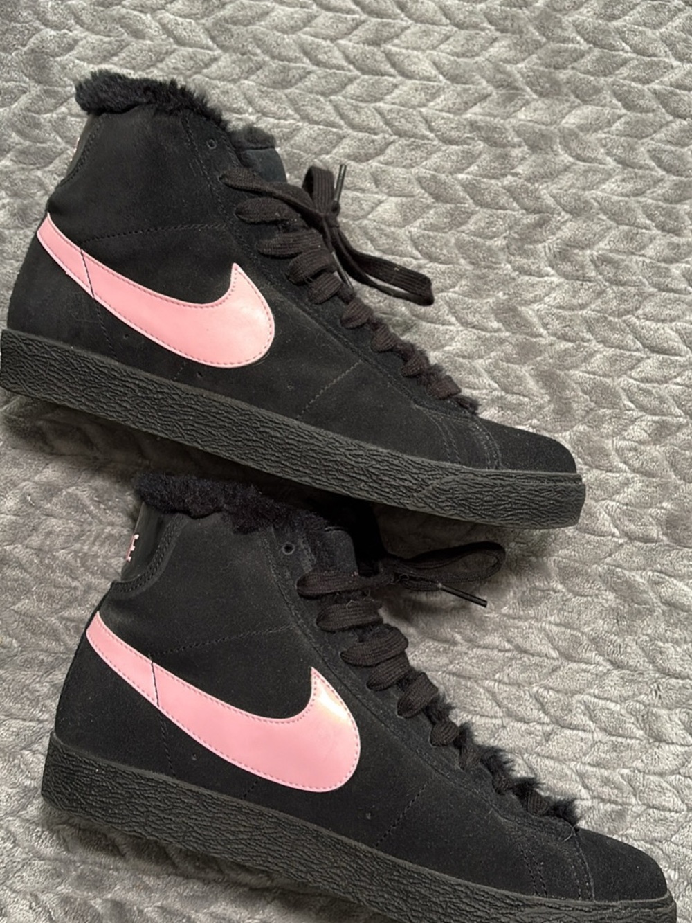 Nike Women's Black High-Top Sneakers with Pink Accent